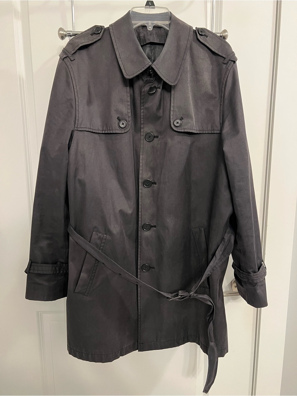 DKNY Dark Gray Trench Coat with Belt